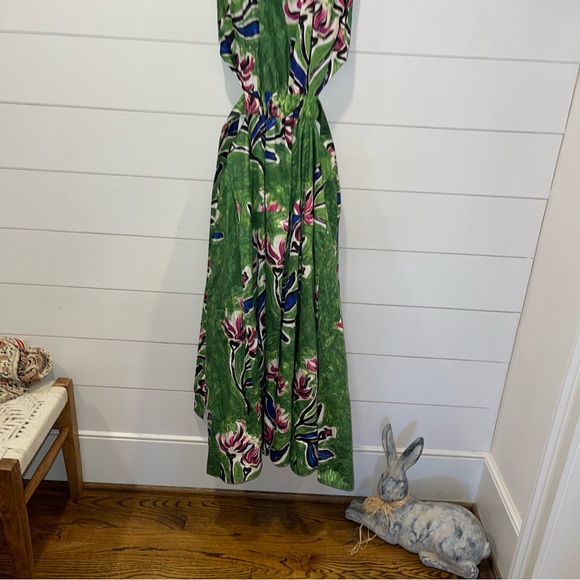 Aje Zorina Native Gumnut Green Floral Tie Midi Dress Womens Size 8 - Picture 4 of 15